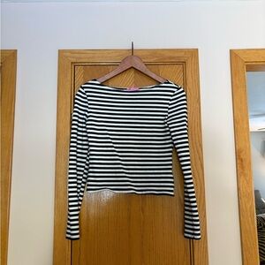 Edikted Black and White Striped Long Sleeve Top